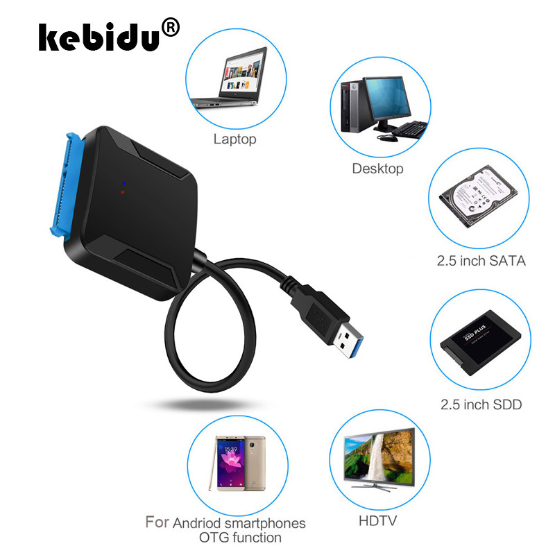 Visiškai naujas SATA–USB 3.0 2.0 kabelio adapteris C tipo adapterio keitiklis Sata III 22 kontaktų kabelis, skirtas 2,5 colio 3,5 colio kietiesiems diskams Disk HDD SSD