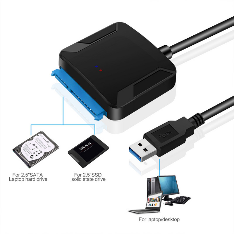Visiškai naujas SATA–USB 3.0 2.0 kabelio adapteris C tipo adapterio keitiklis Sata III 22 kontaktų kabelis, skirtas 2,5 colio 3,5 colio kietiesiems diskams Disk HDD SSD