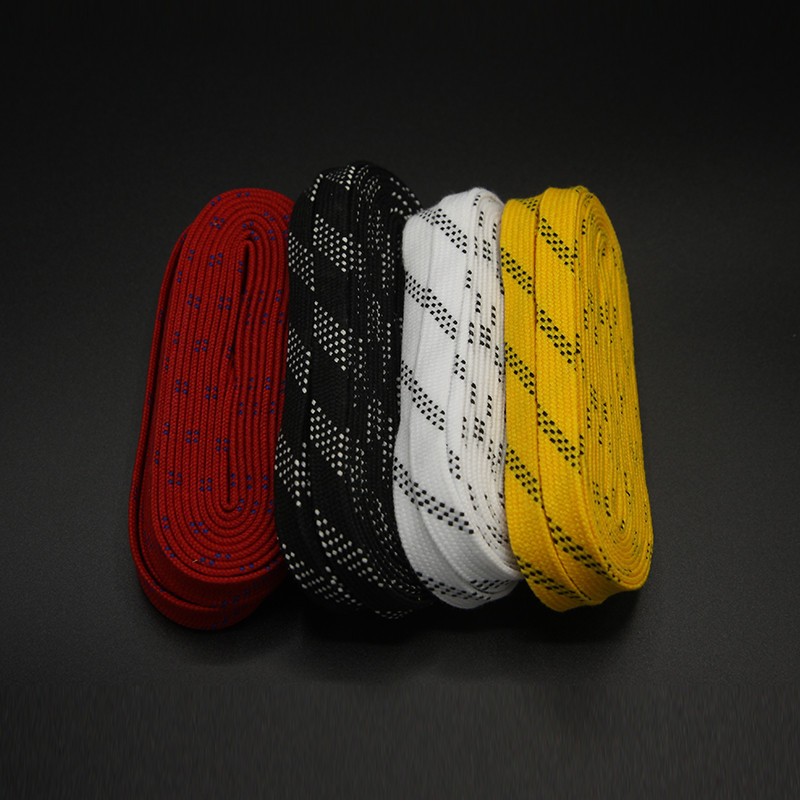 Riedulio raišteliai 96 col. 108 col. 120 col. Dviejų sluoksnių pynė, papildomai sutvirtinti antgaliai vaškuoto antgalio dizaino kostiumas ledo ritulio raišteliui.