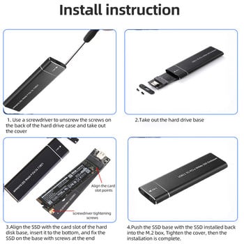 M.2 NVMe SSD Enclosure Adapter 10Gbps USB C 3.1 Gen2 NVMe Case Εξωτερικό περίβλημα NVMe Reader για Samsung 980 970/ Intel/ADATA