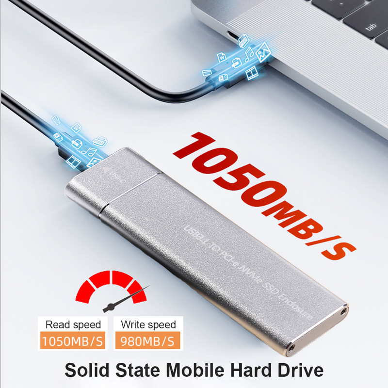 M.2 NVMe SSD korpuso adapteris 10Gbps USB C 3.1 Gen2 NVMe Case išorinis korpusas NVMe skaitytuvas, skirtas Samsung 980 970 / Intel / ADATA