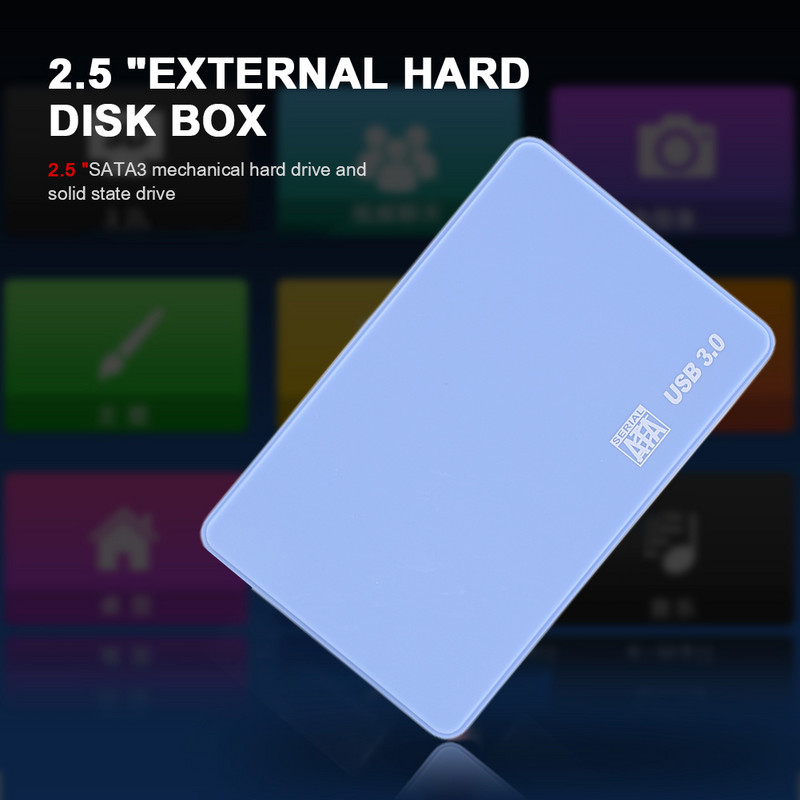 Carcasă HDD SATA la USB3.0 de 2,5 inchi Carcasă pentru hard disk mobil gratuit instrument pentru SSD Cutie HDD de stocare externă cu cablu USB de 40 cm ABS