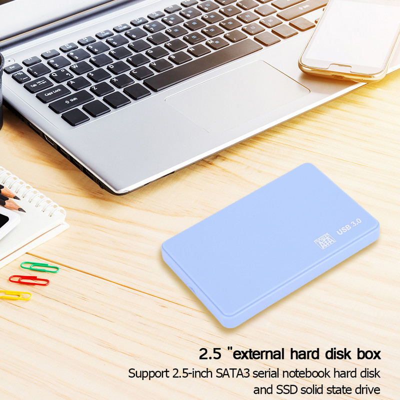 Carcasă HDD SATA la USB3.0 de 2,5 inchi Carcasă pentru hard disk mobil gratuit instrument pentru SSD Cutie HDD de stocare externă cu cablu USB de 40 cm ABS