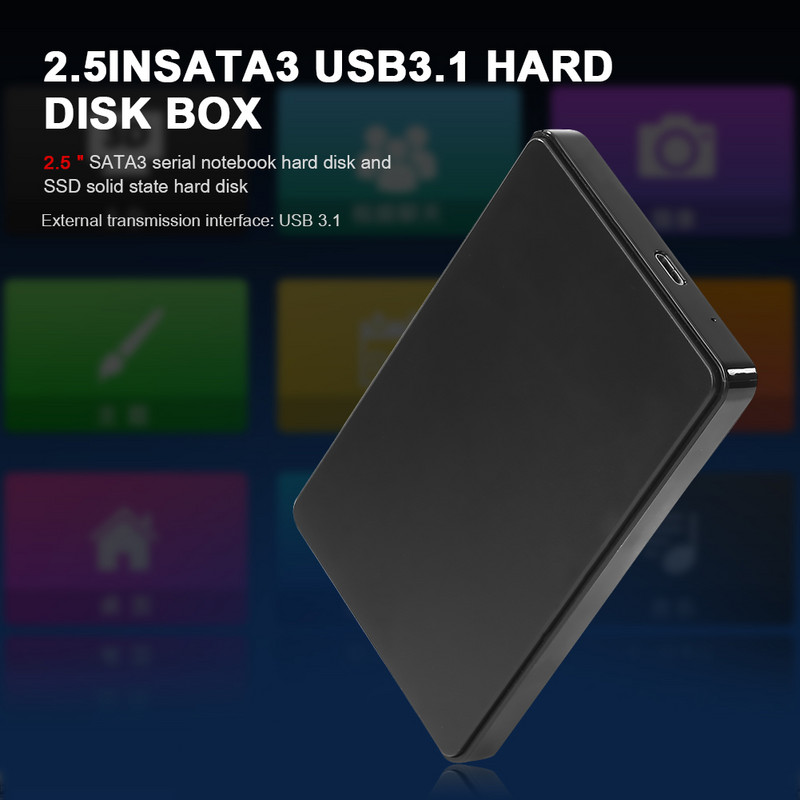 2,5 colio SATA į USB3.0 USB3.1 HDD korpuso adapterio mobiliojo standžiojo disko dėklai, skirti SSD išorinei saugyklos HDD dėžutei su USB3.0/TypeC laidu