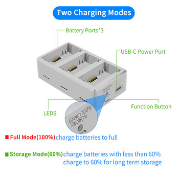 3в1 зарядно устройство за батерии Quick Charge QC PD 3.0 type-c кабели Дисплей за ниво на батерията за аксесоари за DJI mini 3pro /mini 3 дронове
