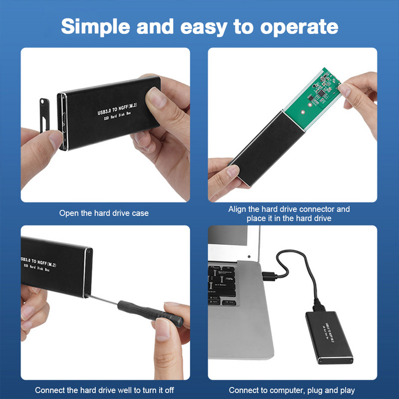 USB 3.0 aliuminio lydinio kietojo kūno disko korpusas kietasis diskas disko dėžutė, laikymo dėklo adapterio palaikymas M.2 SATA protokolo kietasis diskas