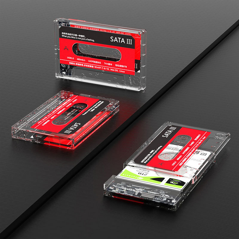 SD-ház lemez alakú 2,5 hüvelykes Vintage merevlemez-ház Akár 6 TB-os SATA-USB3.0-hoz 5 Gbps meghajtó ingyenes Windows/Mac OS/Linux rendszerhez