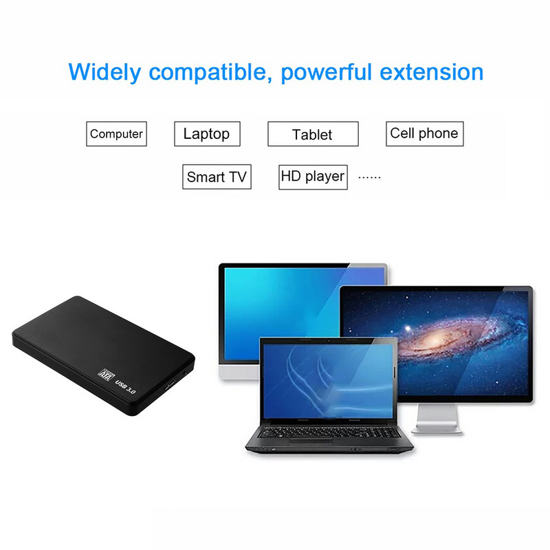 2,5-tolline SATA–USB3.0 kõvaketasümbris mobiilse kõvaketta ümbrised SSD välise salvestusruumi kõvaketta jaoks koos USB3.0/2.0 kaabliga ABS