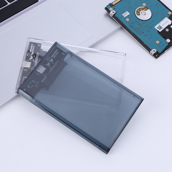2,5-инчов калъф за външен твърд диск SATA към USB3.1 8TB SSD HDD Кутия за твърд диск USB3.0 към Type-C Прозрачен за преносим компютър