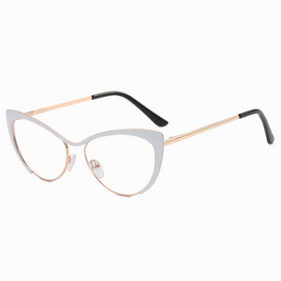 Uus mood Retro Anti Blue Light Cat Eye Naiste prillid Metallraamiga Lugemisarvuti Läbipaistva objektiiviga Naiste lihtsad prillid