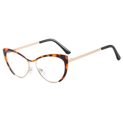 Uus mood Retro Anti Blue Light Cat Eye Naiste prillid Metallraamiga Lugemisarvuti Läbipaistva objektiiviga Naiste lihtsad prillid