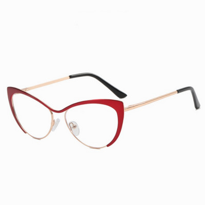 Uus mood Retro Anti Blue Light Cat Eye Naiste prillid Metallraamiga Lugemisarvuti Läbipaistva objektiiviga Naiste lihtsad prillid