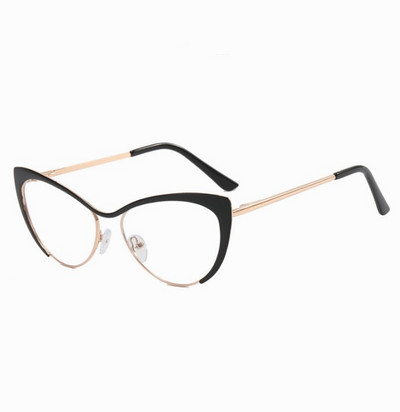 Uus mood Retro Anti Blue Light Cat Eye Naiste prillid Metallraamiga Lugemisarvuti Läbipaistva objektiiviga Naiste lihtsad prillid