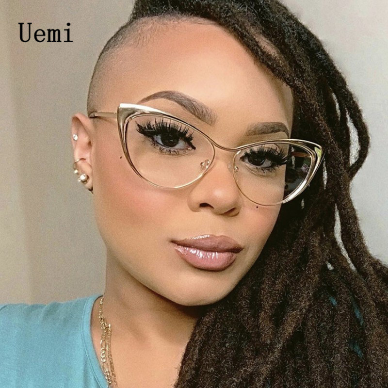 Uus mood Retro Anti Blue Light Cat Eye Naiste prillid Metallraamiga Lugemisarvuti Läbipaistva objektiiviga Naiste lihtsad prillid