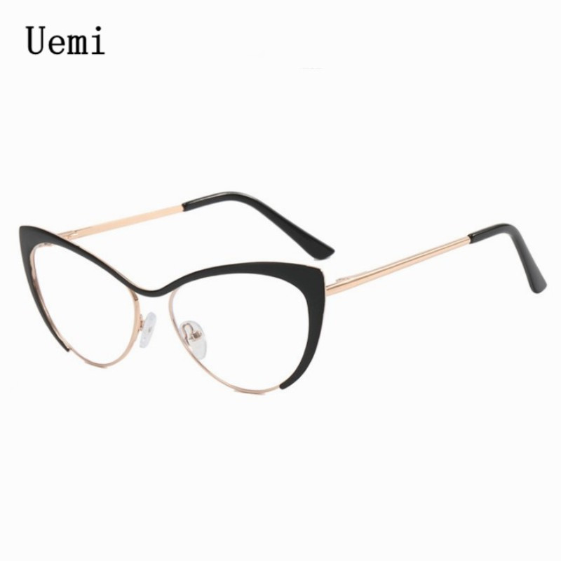 Uus mood Retro Anti Blue Light Cat Eye Naiste prillid Metallraamiga Lugemisarvuti Läbipaistva objektiiviga Naiste lihtsad prillid