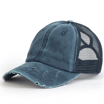 Лятна мъжка и дамска шапка с сенник на езика, измита светла дъска, памучна шапка с бейзболна дупка и мрежеста шапка