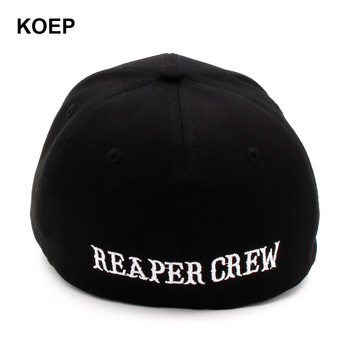 KOEP SOA Черни шапки Sons Of Anarchy For Reaper Crew Вталена бейзболна шапка Дамска хип-хоп шапка с букви за мъже