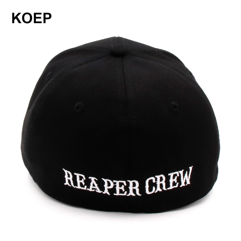 KOEP SOA fekete kalapok Sons of Anarchy for Reaper Crew testre szabott baseball sapka női betűkkel hímzett hip-hop sapka férfiaknak