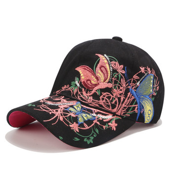 Пролет Есен Дамски пеперуди Шапки с бродерия на цветя Момиче Слънчеви шапки Ежедневни шапки с бейзболна шапка