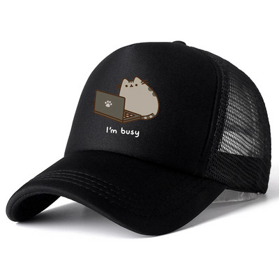2022 Hot Pusheen macskahálós baseballsapka, állítható, snapback sapka női férfiaknak férfi hip-hop anime kamionos sapka Streetwear apa sapka