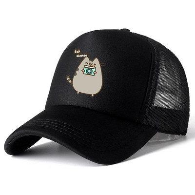 2022 Hot Pusheen macskahálós baseballsapka, állítható, snapback sapka női férfiaknak férfi hip-hop anime kamionos sapka Streetwear apa sapka