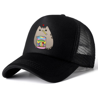 2022 Hot Pusheen macskahálós baseballsapka, állítható, snapback sapka női férfiaknak férfi hip-hop anime kamionos sapka Streetwear apa sapka