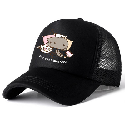 2022 Hot Pusheen macskahálós baseballsapka, állítható, snapback sapka női férfiaknak férfi hip-hop anime kamionos sapka Streetwear apa sapka
