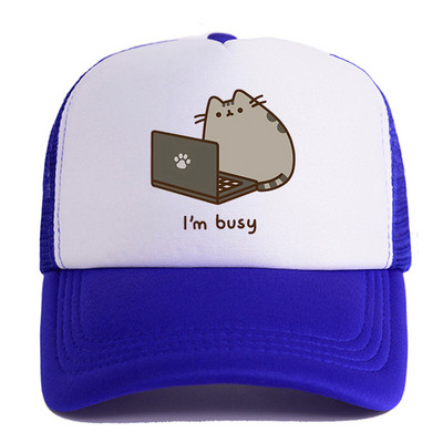 2022 Hot Pusheen macskahálós baseballsapka, állítható, snapback sapka női férfiaknak férfi hip-hop anime kamionos sapka Streetwear apa sapka