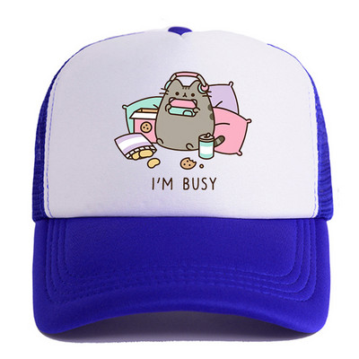 2022 Hot Pusheen macskahálós baseballsapka, állítható, snapback sapka női férfiaknak férfi hip-hop anime kamionos sapka Streetwear apa sapka