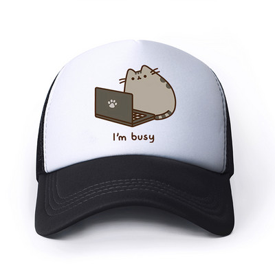 2022 Hot Pusheen macskahálós baseballsapka, állítható, snapback sapka női férfiaknak férfi hip-hop anime kamionos sapka Streetwear apa sapka
