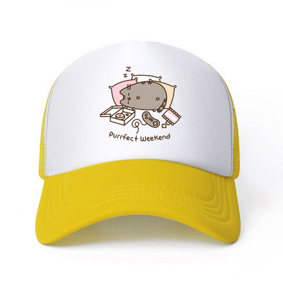 2022 Hot Pusheen macskahálós baseballsapka, állítható, snapback sapka női férfiaknak férfi hip-hop anime kamionos sapka Streetwear apa sapka