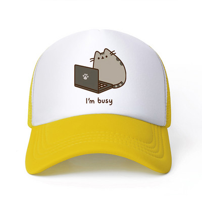 2022 Hot Pusheen macskahálós baseballsapka, állítható, snapback sapka női férfiaknak férfi hip-hop anime kamionos sapka Streetwear apa sapka