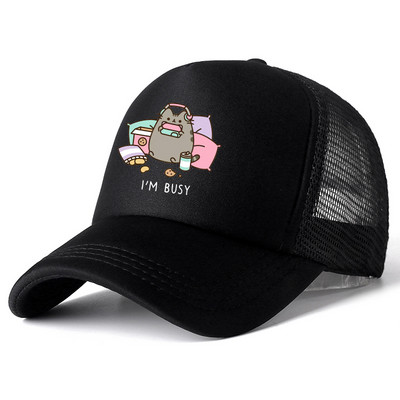 2022 Hot Pusheen macskahálós baseballsapka, állítható, snapback sapka női férfiaknak férfi hip-hop anime kamionos sapka Streetwear apa sapka