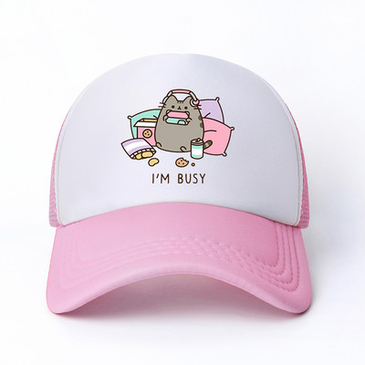 2022 Hot Pusheen macskahálós baseballsapka, állítható, snapback sapka női férfiaknak férfi hip-hop anime kamionos sapka Streetwear apa sapka