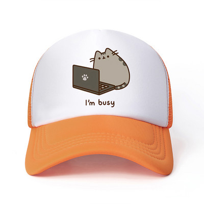 2022 Hot Pusheen macskahálós baseballsapka, állítható, snapback sapka női férfiaknak férfi hip-hop anime kamionos sapka Streetwear apa sapka