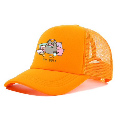 2022 Hot Pusheen macskahálós baseballsapka, állítható, snapback sapka női férfiaknak férfi hip-hop anime kamionos sapka Streetwear apa sapka