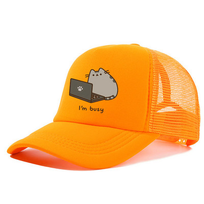 2022 Hot Pusheen macskahálós baseballsapka, állítható, snapback sapka női férfiaknak férfi hip-hop anime kamionos sapka Streetwear apa sapka