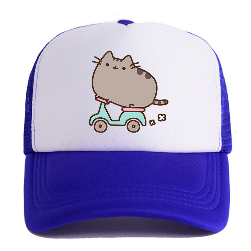 2022 Hot Pusheen macskahálós baseballsapka, állítható, snapback sapka női férfiaknak férfi hip-hop anime kamionos sapka Streetwear apa sapka