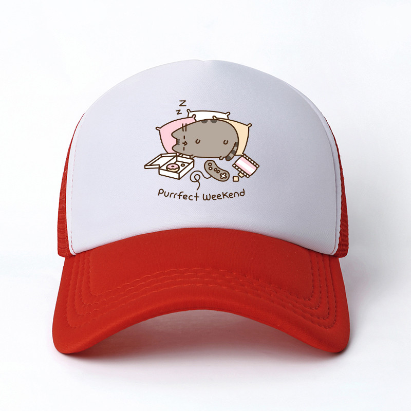 2022 Hot Pusheen macskahálós baseballsapka, állítható, snapback sapka női férfiaknak férfi hip-hop anime kamionos sapka Streetwear apa sapka