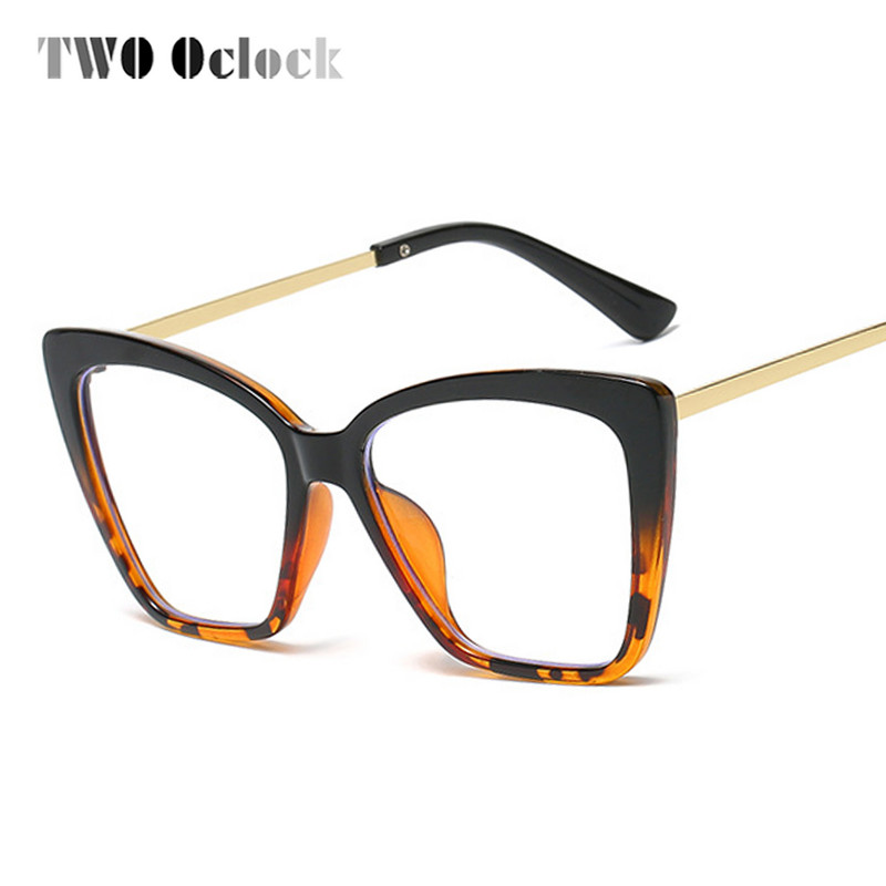 TWO Oclock dideli moteriški akiniai su rėmeliu tendencija Moteriški dekoratyviniai raudoni skaidrūs receptiniai akiniai kvadratiniai katė