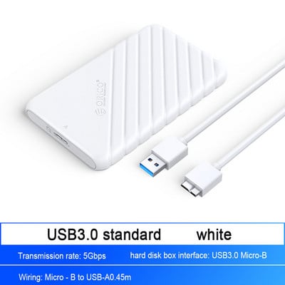 ORICO SSD dėklas MicroB USB3.0 2,5 colio išorinės atminties HDD dėklas SATA 5/6Gbps SSD kietojo disko korpuso palaikymas UASP, skirtas nešiojamam kompiuteriui