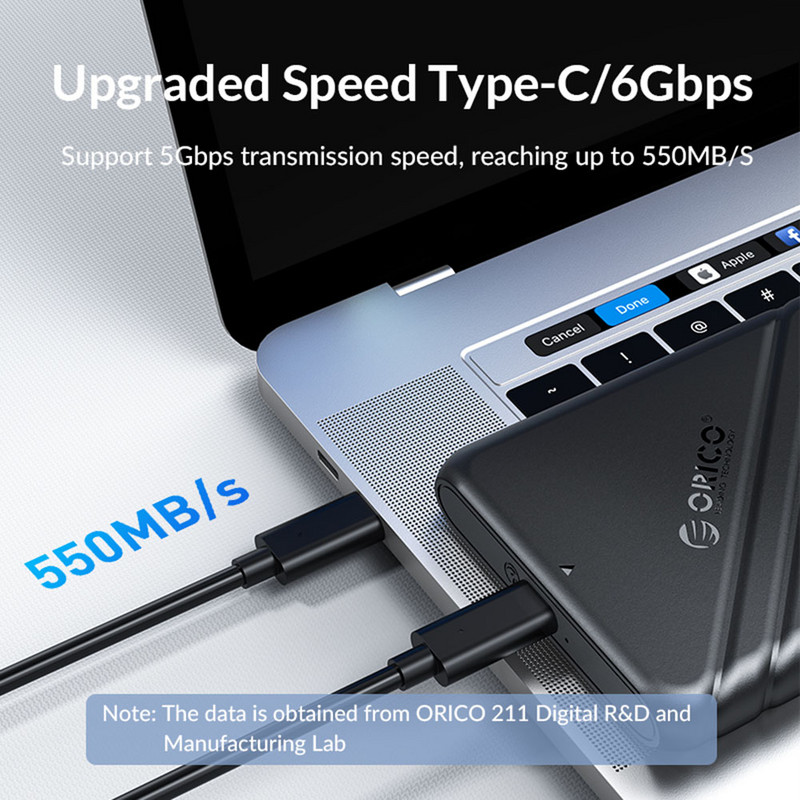 ORICO SSD dėklas MicroB USB3.0 2,5 colio išorinės atminties HDD dėklas SATA 5/6Gbps SSD kietojo disko korpuso palaikymas UASP, skirtas nešiojamam kompiuteriui