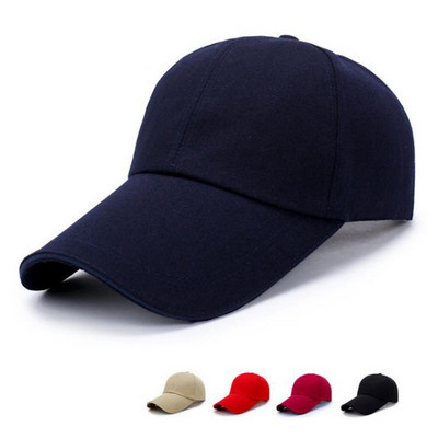 Șapcă unisex neagră simplă, super extra lungă Bill Snapback, șapcă de baseball reglabilă, pălărie cu margini sandwich, pălărie cu parasolar, șapcă din pânză