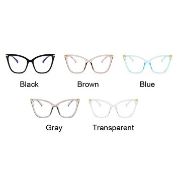 Γυαλιά Cat Eye Σκελετός Γυναικεία επώνυμη σχεδιάστρια μόδας Διαφανής φακός Γυαλιά Γυαλιά Vintage Clear Ultralight Anti Blue Light Γυαλιά