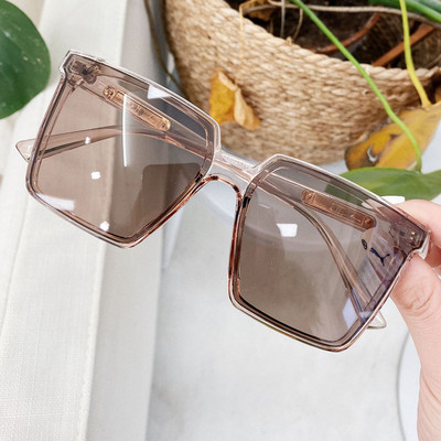 Vintage túlméretezett négyzet alakú napszemüvegek nőknek új divat tea kék napszemüvegek női színátmenet elegáns árnyalatok férfi nagy szemüvegek