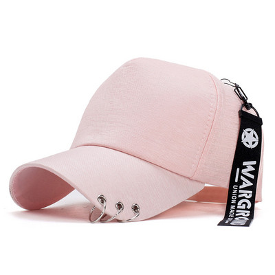 D&T 2022 Nouă șapcă de baseball cu cerc cu panglică la modă, femei, bărbați, inel versatil, decorare, șapcă din bumbac, reglabilă, ocazională, stil punk