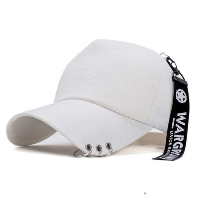 D&T 2022 Nouă șapcă de baseball cu cerc cu panglică la modă, femei, bărbați, inel versatil, decorare, șapcă din bumbac, reglabilă, ocazională, stil punk