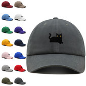 Fekete macska baseball sapka hímzés Prémium Apa Kalap Cat Mom Pamut Állítható Trucker Hat