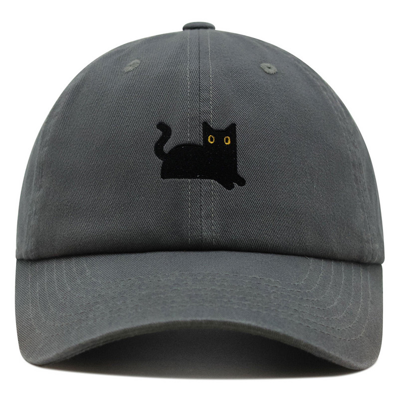Fekete macska baseball sapka hímzés Prémium Apa Kalap Cat Mom Pamut Állítható Trucker Hat