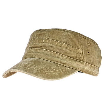Βαμβακερό καπέλο για άντρες Ρυθμιζόμενο επίπεδο καπέλο Unisex μασίφ καπέλα μπέιζμπολ Classic απλό Vintage Travel Sport Στρατιωτικό καπέλο μαθητών